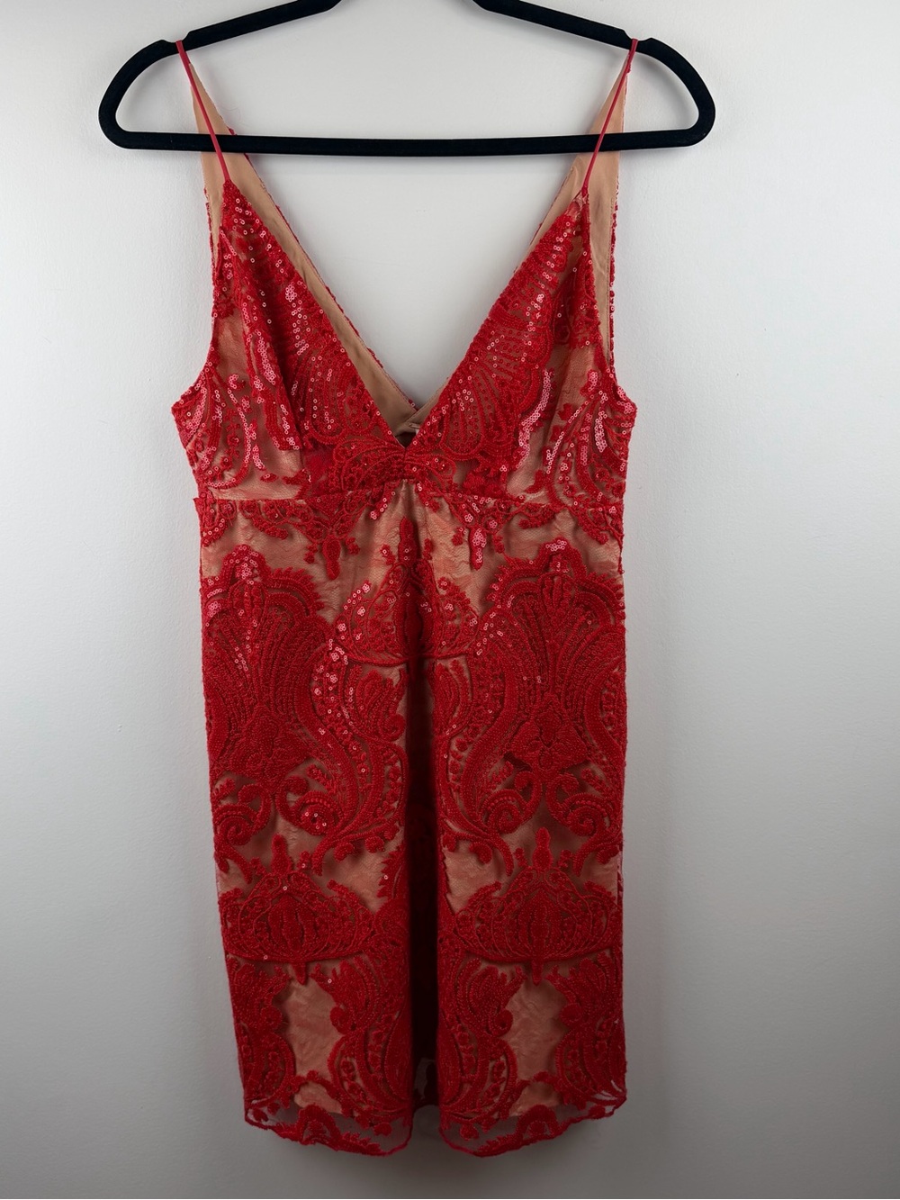 Free people Women Night Shimmers Mini Red Sheath Dress Size 4 NWT MSRP $108